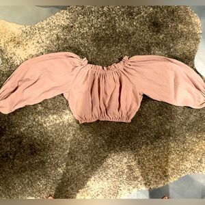 Bohemian, dusty rose/blush peasant, crop top